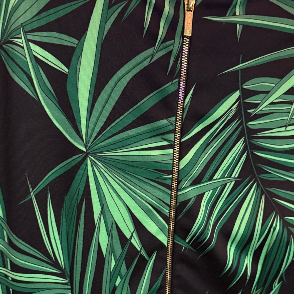 MICHAEL Michael Kors Black Mini Dress with Green Palm Print - Picture 4 of 4